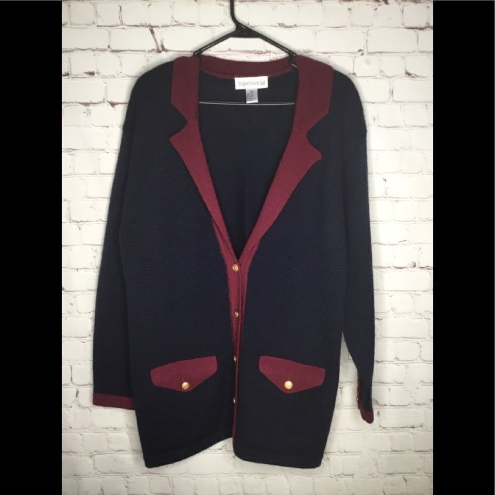 Vtg Robert Scott Cardigan Sweater Women’s Size S(M) 100% Wool Button‎ Up Elegant